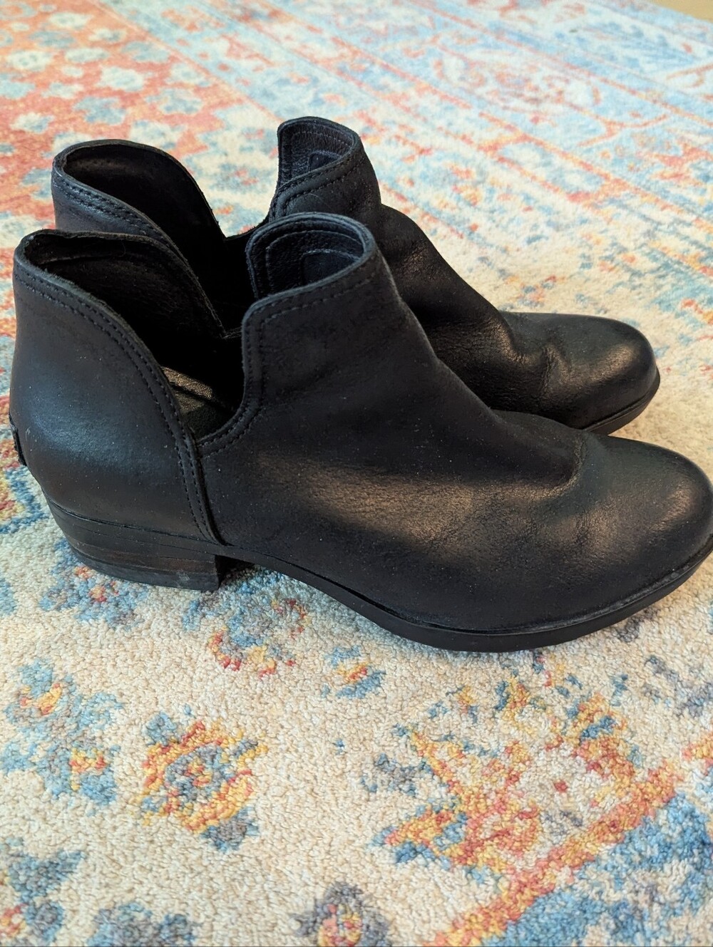 Sorel Women's 8/8.5? Lolla Black Ankle Cutout Leather Bootie Boots Shoes